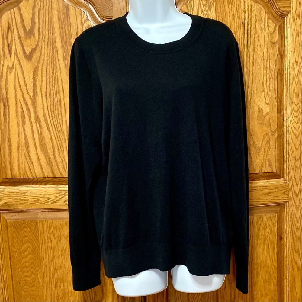 Quince Black Cotton Cashmere Crewneck Sweater Women's XL Extra Large Lightweight